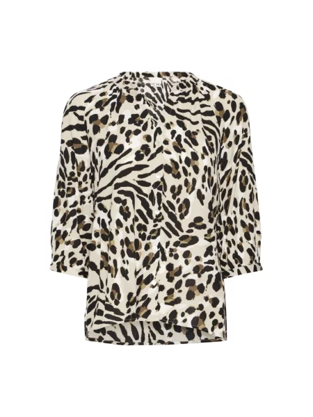 Koszula Ichi z nadrukiem z dekoltem w serek z nadrukiem zwierzęcym