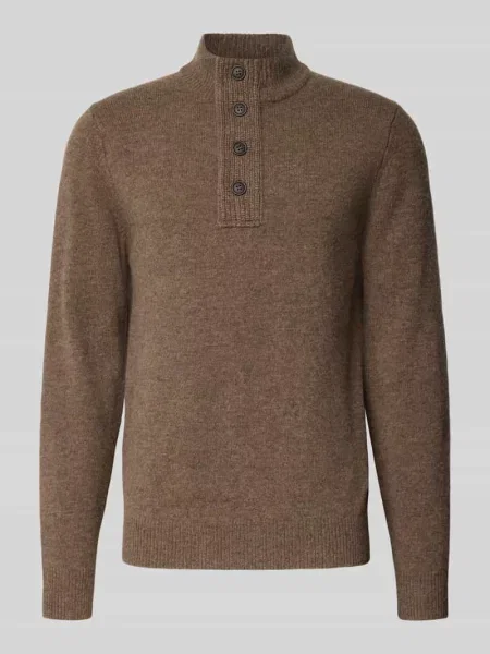 Sweter Barbour zamszowy z naszywkami brązowy