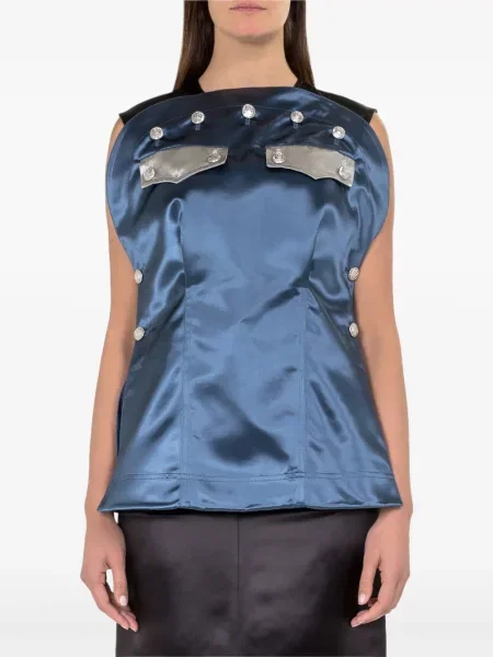 Bluză Calvin Klein din satin albastru