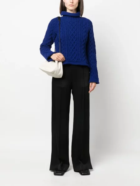 Plačiakojis kelnės Jil Sander satino juoda