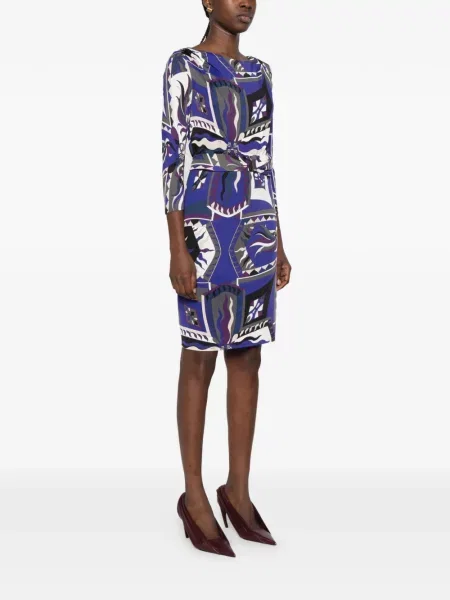 Rochie midi Pucci cu imagine cu imprimeu abstract albastru