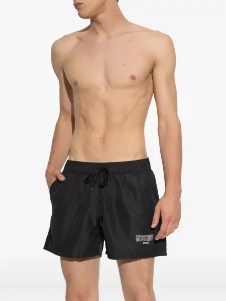Kąpielówki Moschino z nadrukiem ze sznurkiem czarne