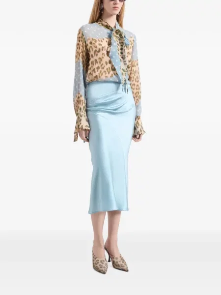 Fustă midi Nina Ricci drapată albastru