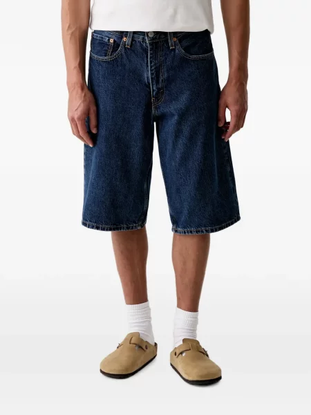 Decupat pantaloni scurți din denim Levi's® zdrențuiți cu talie înaltă albastru