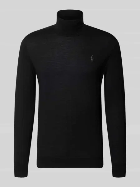 Polo Ralph Lauren sweter wełniany niebieski z golferm czarny