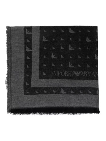 Fular Emporio Armani cu franjuri gri