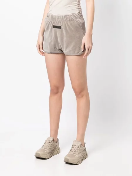 Велур шорти Fear Of God Essentials с автограф сиво