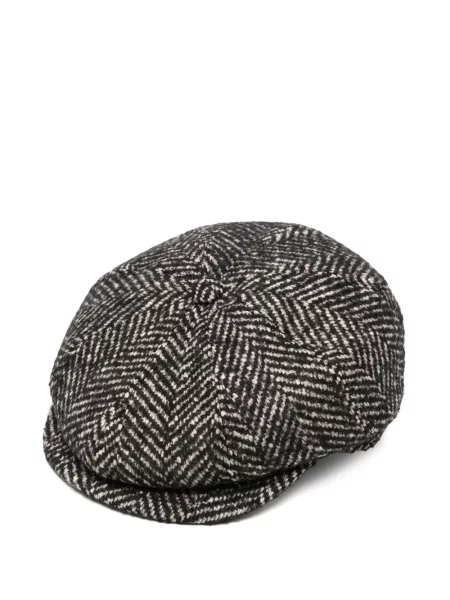 Căciulă Tagliatore fără toc cu model herringbone negru