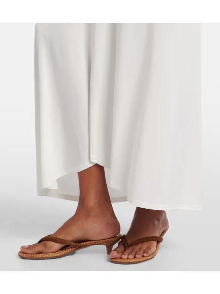 Fusta maxi Jade Swim cu volane din jerseu alb