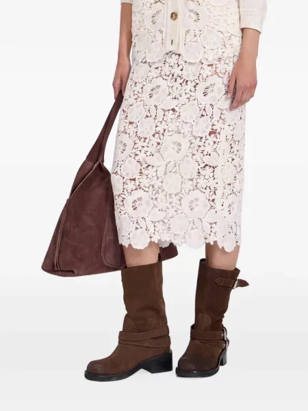 Fustă midi Ermanno Scervino cu model floral din dantelă