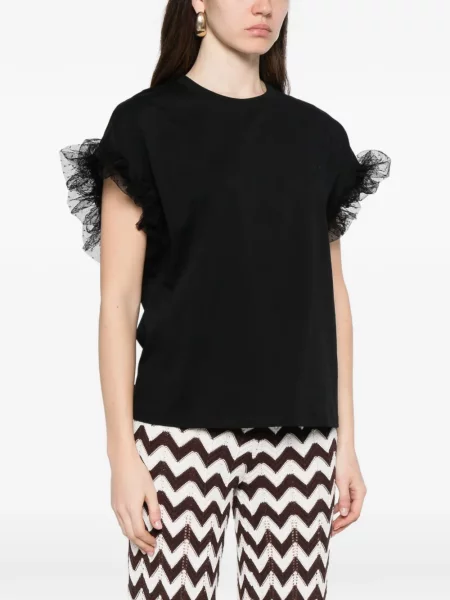 Tricou Twinset cu volane negru