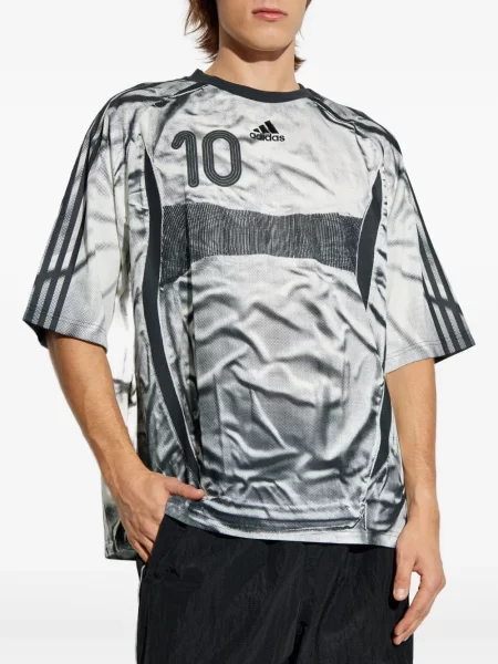 Tricou Adidas cu dungi cu imagine din jerseu verde