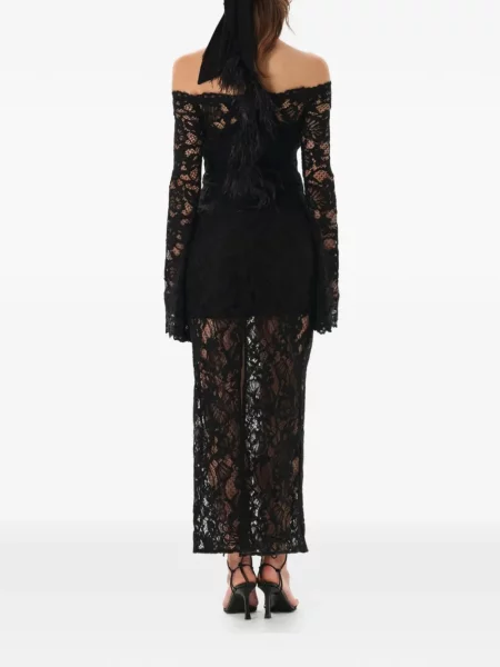Rochie Manuri cu pene din dantelă de costum negru