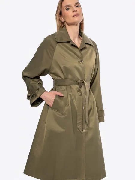Trencz z domieszką bawełny khaki