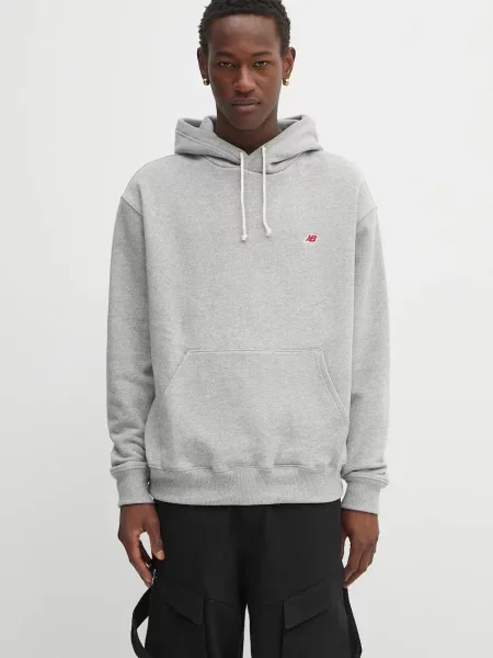 Dukserica New Balance MADE IN USA CORE HOODIE s kapuljačom bez uzorka siva