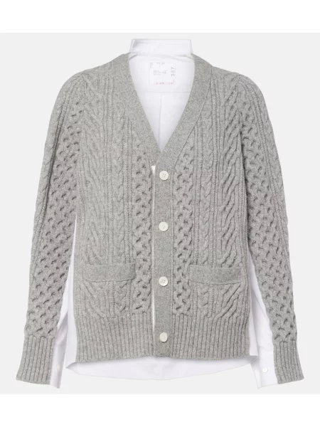 Cardigan Sacai de lână gri