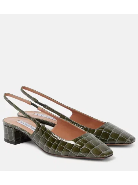 Usnjene salonarji Aquazzura z odprtimi petami zelena