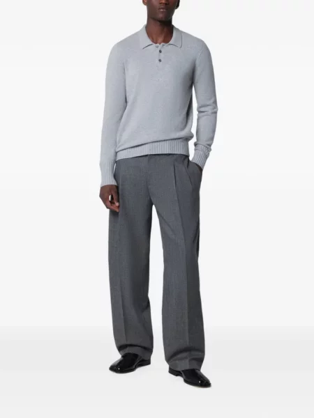Lung tricou polo Drumohr gri
