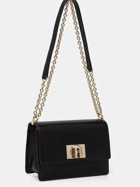 Furla De piele geantă pe umăr Furla MINI negru