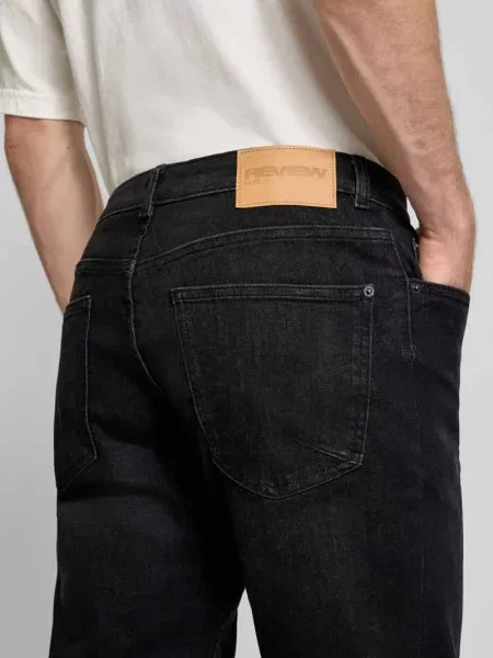 Jeansy o kroju slim fit w stylu 5 kieszeni Review czarne