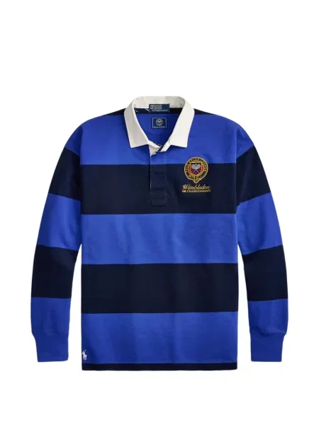 Șapcă Polo Ralph Lauren de mătase cu dungi cu cataramă albastru