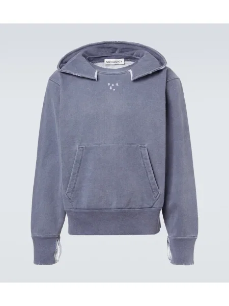 Majica s kapuljačom Our Legacy s izlizanim efektom od jersey plava