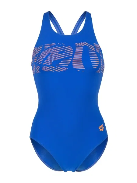 ARENA Enodelne kopalke Graphic V Back / neonsko lila modra