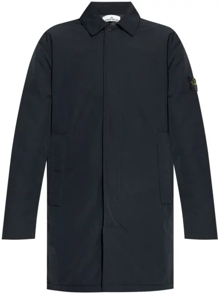 Keprový zateplený kabát Stone Island s kamínky modrý