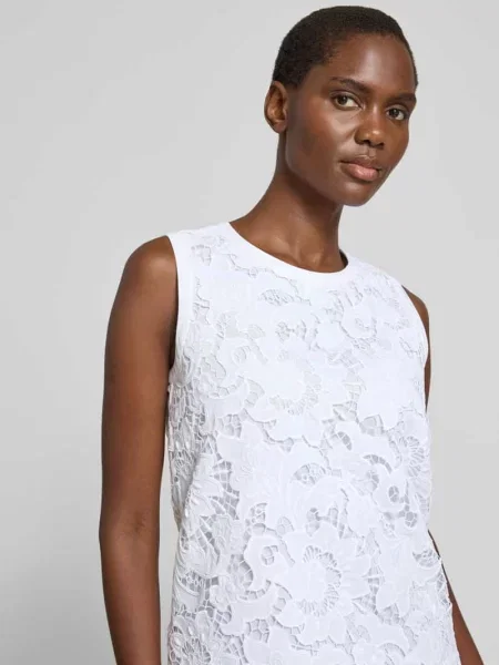 Bluzka o kroju regular fit z haftem angielskim model STREET' Max Mara Studio biała
