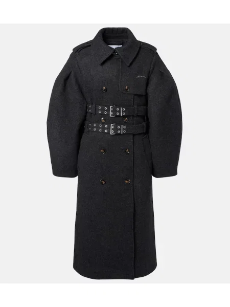 Palton Ganni de lână gri