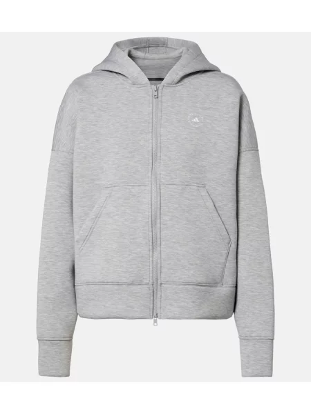 Hanorac cu glugă Adidas By Stella Mccartney din jerseu gri