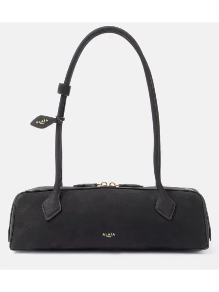 Geantă Alaïa din piele de căprioară negru