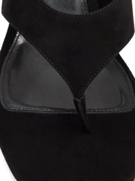 Șlapi Stuart Weitzman din piele de căprioară cu pană negru