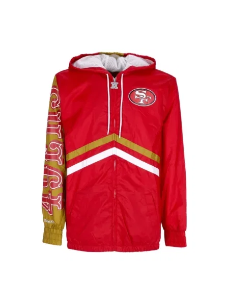Lniana kurtka Mitchell & Ness czerwona