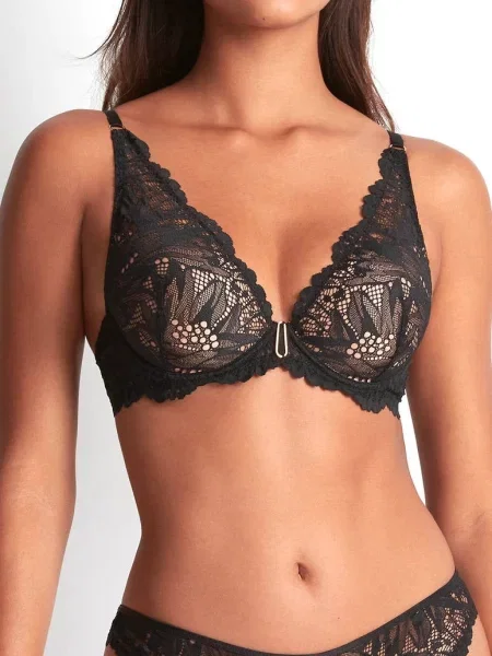 Кружевной бюстгальтер пуш-ап чорний