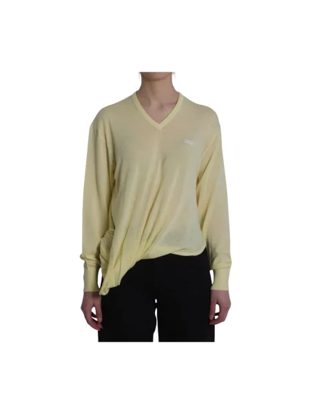 Sweter Loewe wełniany asymetryczny żółty