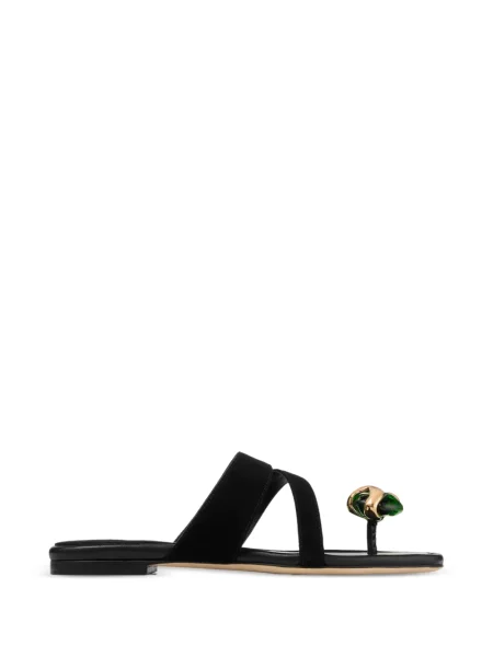 Sandale Jimmy Choo fără toc cu strasuri negru