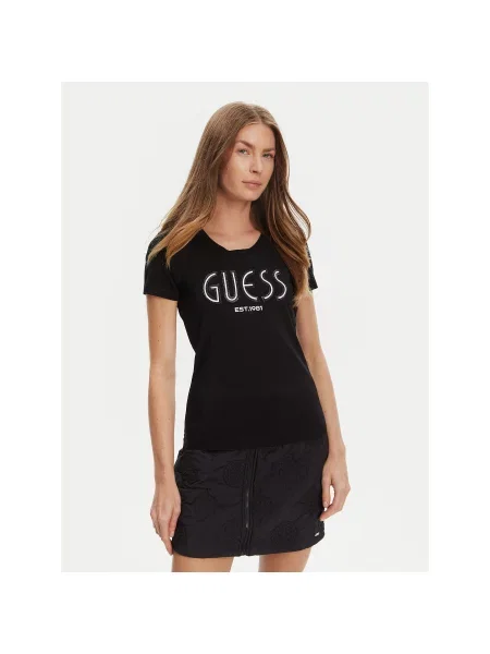 Guess T-Shirt Regular Fit μαύρο