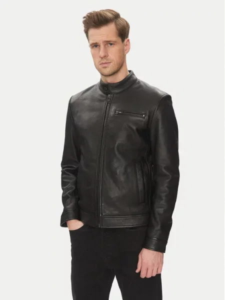 Usnjena jakna Serge Pariente črna