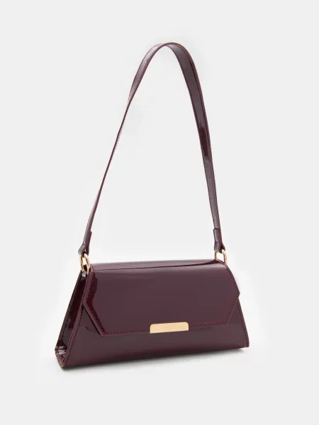 Лакована класична сумочка на плече дерево червоне