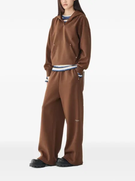 Pantaloni Tomboy cu imagine cu cordon maro