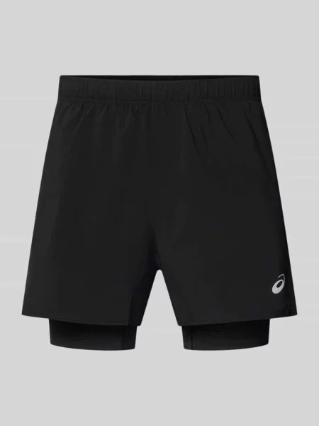 Szorty w efekcie 2 w 1 z logo Asics czarne