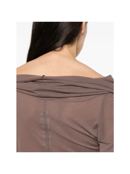 Top Rick Owens z odkrytymi ramionami brązowy