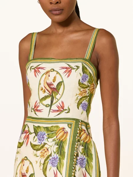 Farm Rio Lněné Šaty Tropical Scarf S Ozdobnými Korálky krémová / olivová / tmavě modrá
