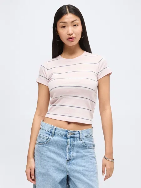 HOLLISTER Tricou safir / roz pastel alb