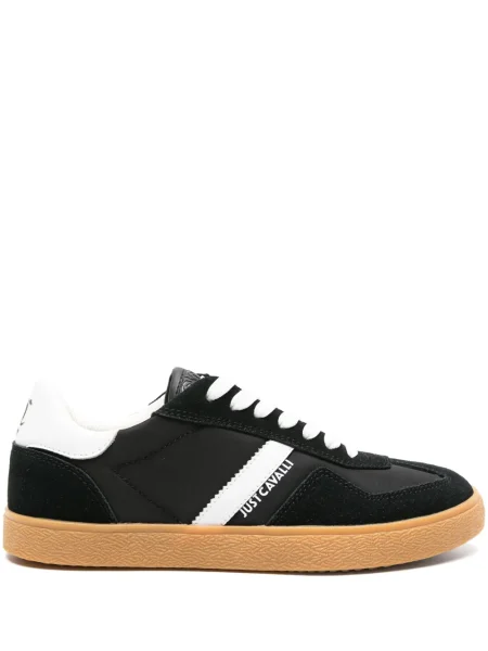 Sneakerși Just Cavalli cu șireturi din piele negru