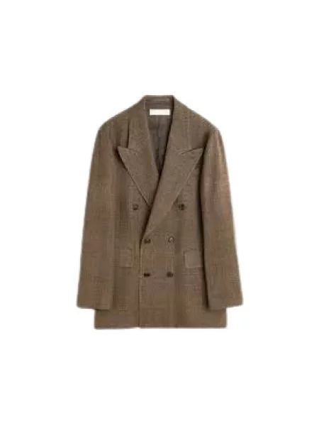 Our Legacy marynarka lniana Sharp Db Blazer brązowy