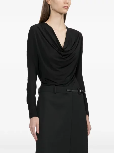 Lung top Helmut Lang cu volane negru