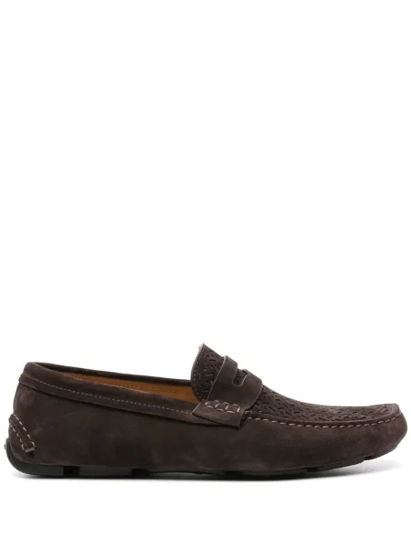 Pantofi loafer Giorgio Armani din piele de căprioară maro