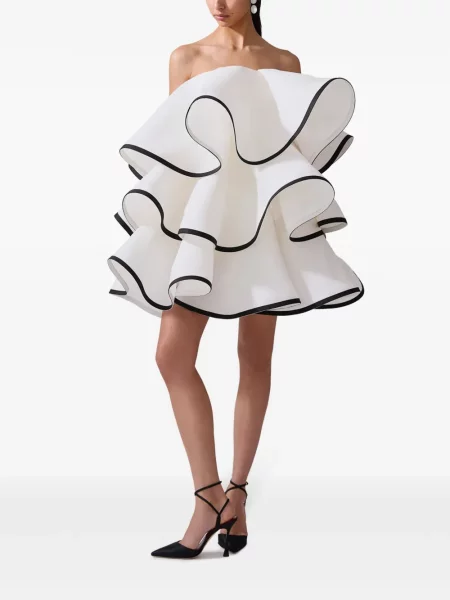 Rochie mini Carolina Herrera cu volane alb